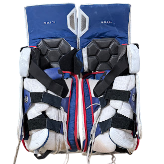 Vaughn SLR3 - Jambières de gardien de but Pro Stock d'occasion (blanc/bleu/rouge) n° 2